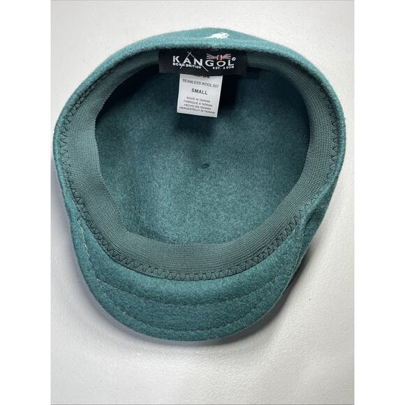 Kangol Wool Ivy Flat Cap Hat Size Small Green Blue Cabbie Newsboy Felted - Picture 6 of 8
